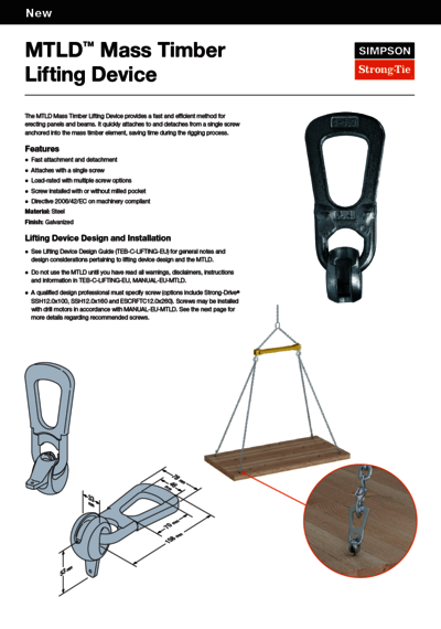MTLD™ Mass Timber Lifting Device