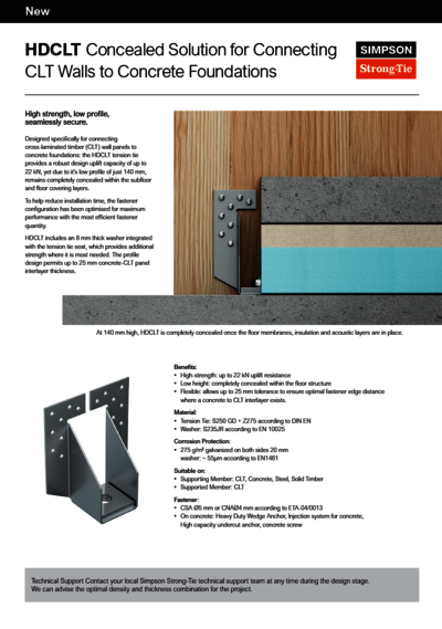HDCLT Concealed Connecting for CLT Walls to Concrete